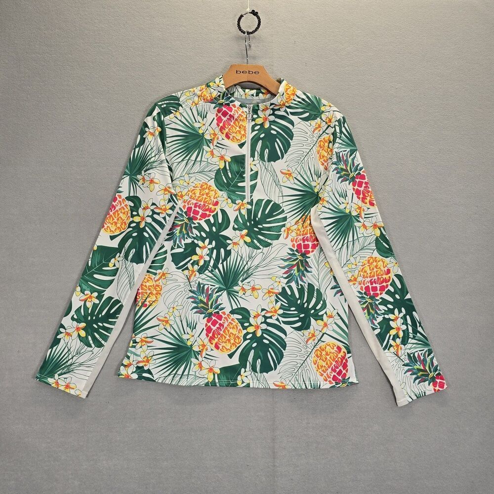 Tail L Womens golf shirt long sleeve tropical print  Pinneapples colorful zip